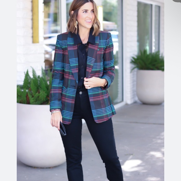 CAbi Jackets & Blazers - CAbi Holiday Plaid Blazer Style# 3850 in Black/Red/Green Size SMALL— Worn 2X